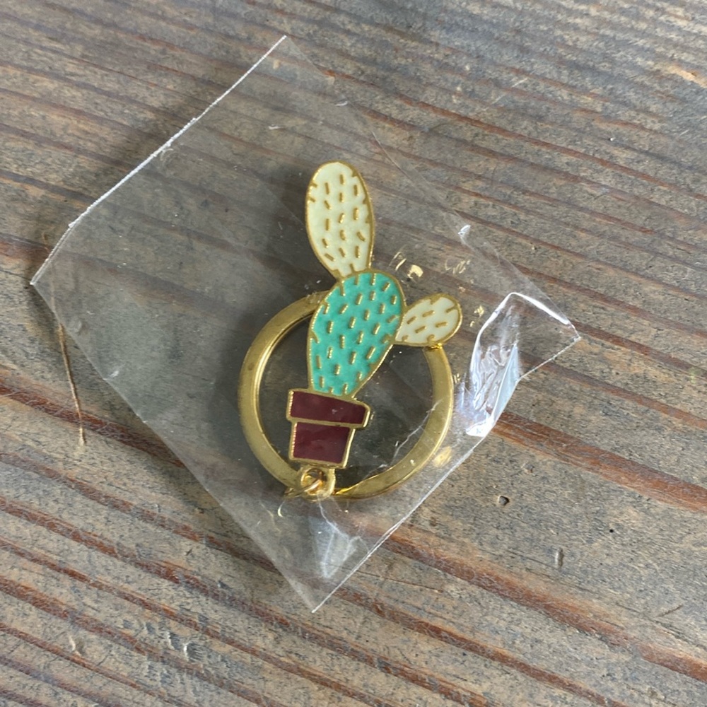Cactus Succulent Keychain Gold and Green